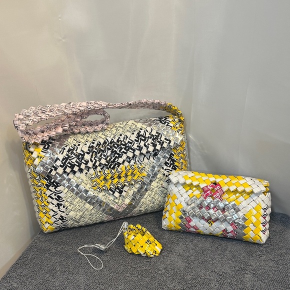 Handbags - Woven Multicolor Shoulder Bag Set handmade